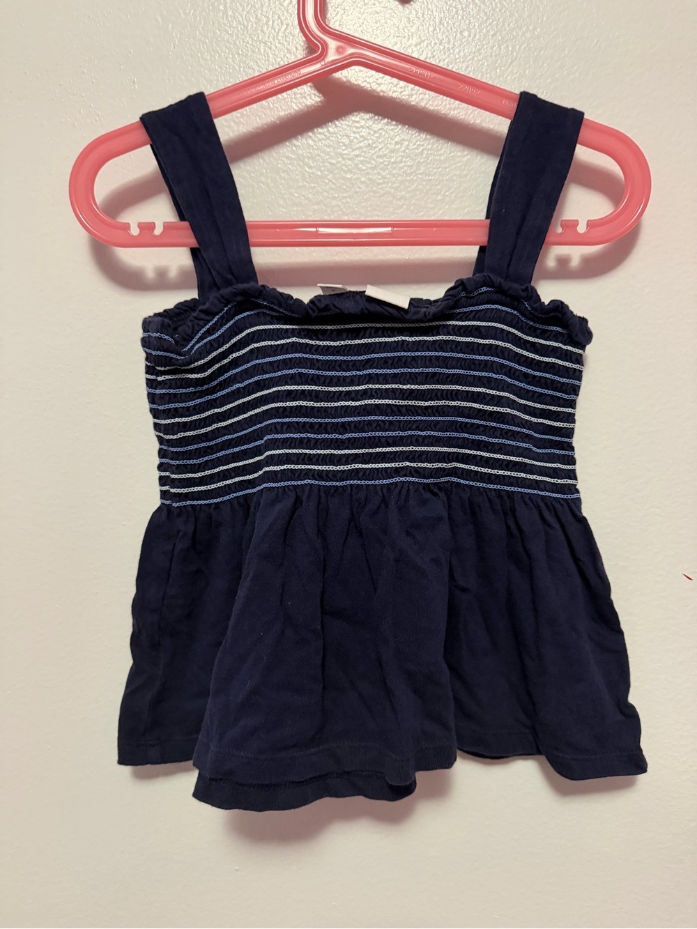 GAP Navy Smocked Striped Tank Top